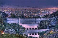 LA lights beyond the Los Angeles Reservoir.