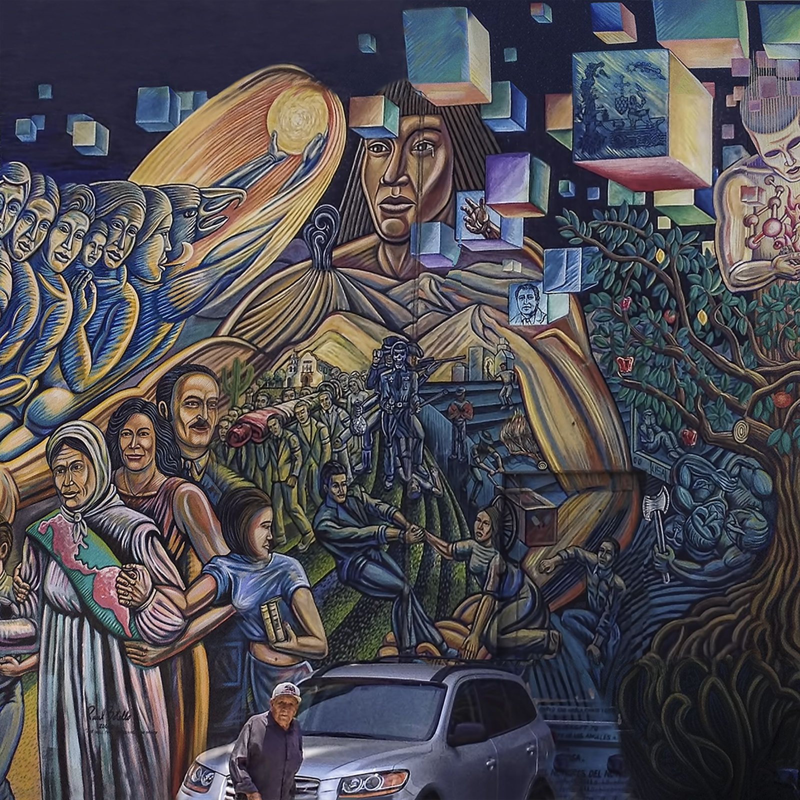Los Angeles man and mural